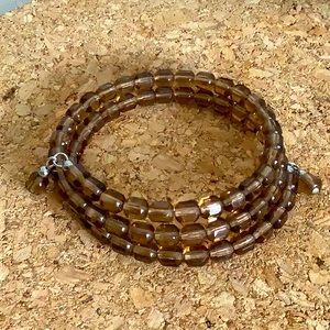 Smoky Topaz Swarovski Faceted Bead Bangle Bracelet fits 6.5”-7.5” Wrist